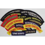 Cloth Shoulder Title Badges: British Army WW2 YEOMANRY embroidered felt shoulder title badges