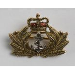 Sweetheart pin badge - Royal Navy, 9ct Gold hallmarked (approx 4.1gms)
