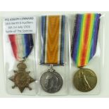 1915 Star Trio to 16-929 Pte J M Lennard North'D Fus. Killed In Action 1st July 1916 (1st Day Battle