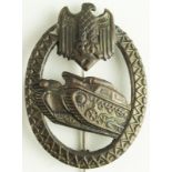 German Panzer Assault badge a scarce earlier 1st type, lightweight pressed bronze. GVF
