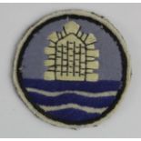 Cloth Badge: 101st COAST ARTILLERY BRIGADE (H.Q.Dover) - WW2 embroidered cloth formation sign