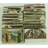 Famous paintings etc, reproduced on postcards, in shoebox   (approx 325 cards)