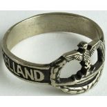 German WW2 mans finger ring for U-Boat crew, has an Anti England inscription. GVF