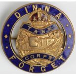 Tank Corps. - Dinna Forget brass & enamel Sweetheart badge.