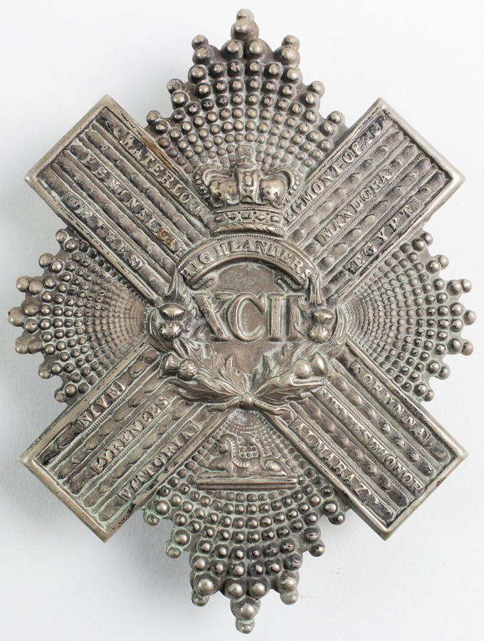 Badge - Pouch (possibly) XC11 Highlanders (1st Bn. Gordon Highlanders) 3 Screw posts to the reverse.