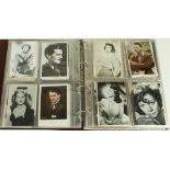 Cinema Stars, large original collection of old postcards in brown album   (approx 240 cards)