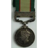 IGS GVI with North West Frontier 1937-39 clasp (4856535 Pte J Schofield Leicester Regt). Served with
