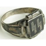 German SS Mans finger ring, silver stamped mark ? GVF