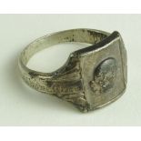 German SS Mans large finger ring, DRGM & SS marked to inside. GVF