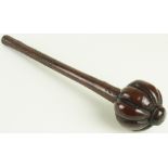 Fiji - an unusual small Ula throwing club 19th century with carved handle grip, nice patina. (approx