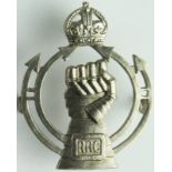 Badge an RAC Royal Armoured Corps WW2 Officers silver cap badge maker stamped & hallmarked