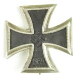 German WW2 Iron Cross 1st class pin back, 3x piece made, magnetic core. GVF