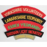 Cloth Shoulder Title Badges: British Army WW2 & later embroidered felt shoulder title badges to