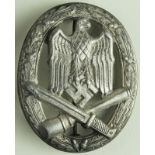 German General Assault badge, white metal variant , lightweight for combat wear. GVF