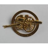 French WW1 Artillery 1914 - 1915 sweetheart pin badge, yellow metal (tests as 18ct Gold)