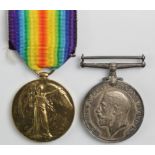 BWM & Victory Medal to 26856 Pte V R Hurren MGC. Wounded. (2)