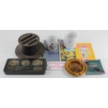 Box of militaria inc Old Bill ashtray, blackout lamp cover, Kreigsmarine mug, etc etc (qty) Buyer