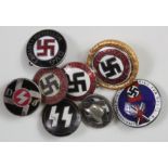 German WW2 party and lapel badges collection, various types including SS HJ. (8)