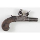 Flintlock late 18th early 19th century box lock pocket pistol signed London.