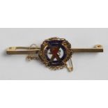 Sweetheart pin badge - London Scottish, 9ct Gold hallmarked and enamelled (approx 4.1gms)