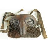 British Tank Drivers WW1 protective face mask, with chain veil, age wear, good overall.