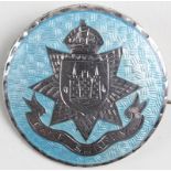 Sweetheart badge - translucent blue enamel & silver East Surrey Regt. (marked on back FRG Sterling