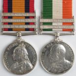 QSA with bars Natal/OFS/Belfast (4500 Pte J Molyneux 5/Lcrs), and KSA with bars SA01/SA02 (4500