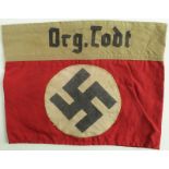 German WW2 Org. Todt armband, unusual two part manufacture, has Org. Todt band above party