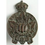 Badge Canadian interest 177th Bn Simcoe Foresters Overseas cap badge