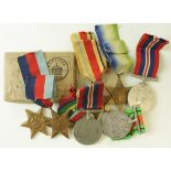 Various WW2 Medals - Pacific Star, Atlantic Star, Africa Star, 1939-45 Star, War Medal x3, Defence