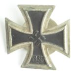 German WW2 Iron Cross 1st class, screw back variant, 3x piece, service wear. VF