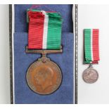 Mercantile Marine Medal named William A. Fieldus. With modern miniature version (2)