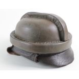 Imperial German WW1 flying helmet, an early type, dated inside 1915, hard rimmed, based on the