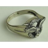 German WW2 Pilots mans finger ring, 800 silver stamped. GVF