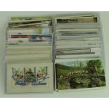 Mixed lot of old postcards inc Hunting, Musical theme, Mills, and various old Silks types (approx