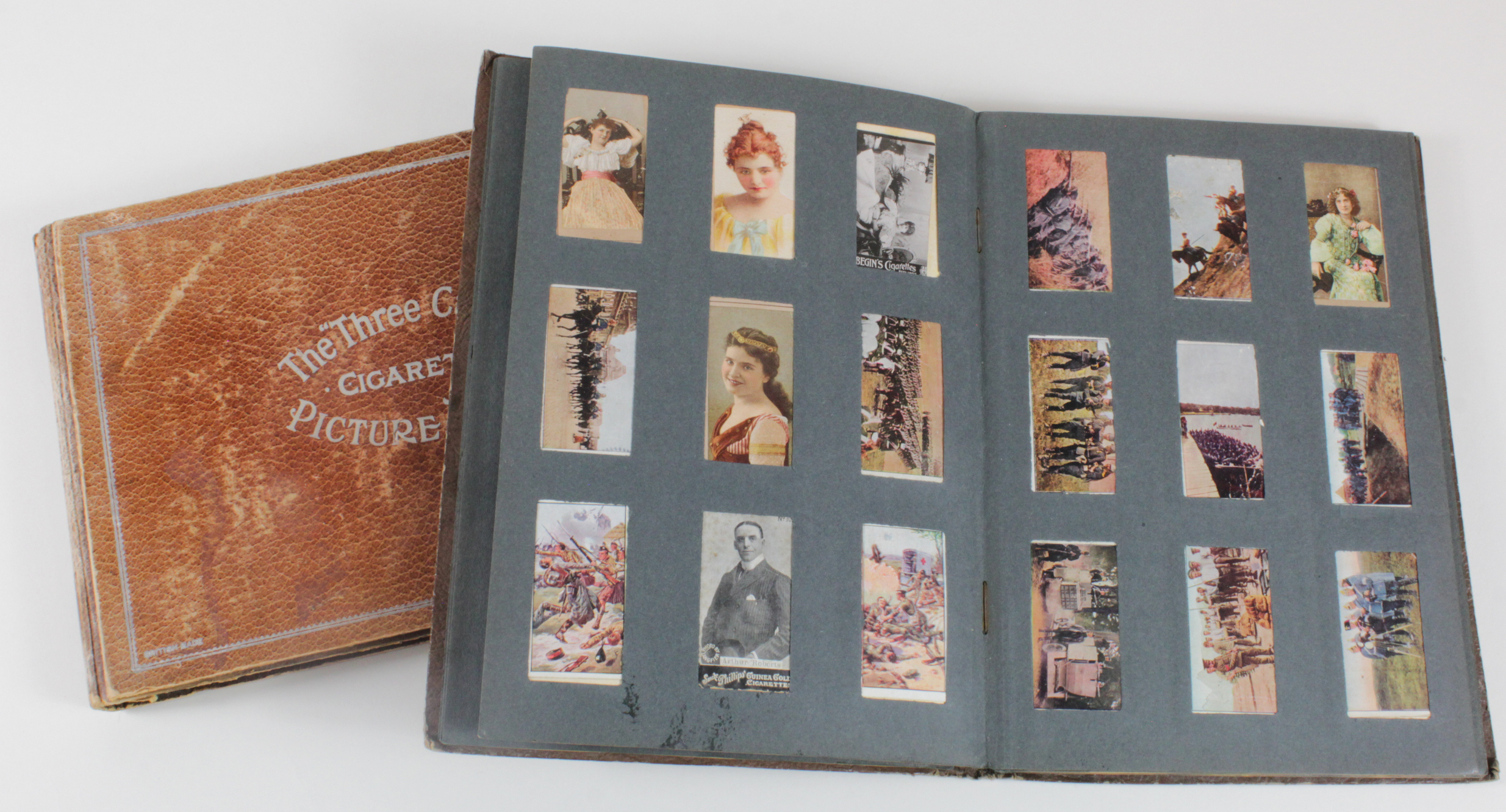 Vintage slot in albums x2, containing over 400+ cards including many American Tobacco Beauties &
