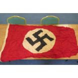 German WW2 NSDAP Party flag stamped Berlin 1940 to edge. approx 5x3 feet size, with minor shrapnel