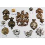 Board of 9x QVC badges and 4x QVC buttons, inc a Lord Strathconas Horse button.