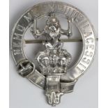 Badge - Balmoral Highlanders (possibly) unmarked silver Glengarry type badge - reads "Nemo Me Impune