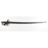 Sword: Italian Cavalry O/Rs sword circa WW1. Heavy S/E fullered blade curved with spear point 36".