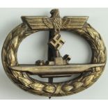 German WW2 U-Boat badge maker stamped Schwerin, Berlin. GVF