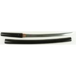 Japanese Wakizashi sword blade 41cm, in wooden Saya, Tang unsigned