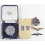 Flying interest - small lot inc bronze RFC cap badge, RFC silver & enamel sweetheart pin badge, RNAS