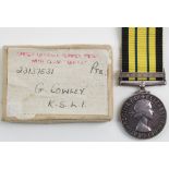 Africa General Service Medal QE2 with Kenya clasp and box of issue, to 23137531 Pte G Cowley KSLI.