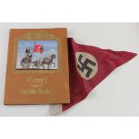 German Nazi triangular pennant with German propaganda card album.