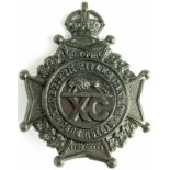 Badge a Canadian Ninetieth Rifles of Canada blackened cap badge, WW1 era. VF