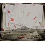 GB - large box crammed with Philatelic Bureau envelopes, with stamps, mostly in blocks of four, some