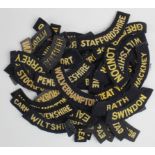 Cloth Badges: CIVIL DEFENCE WW2 Place Names embroidered felt shoulder title badges in excellent