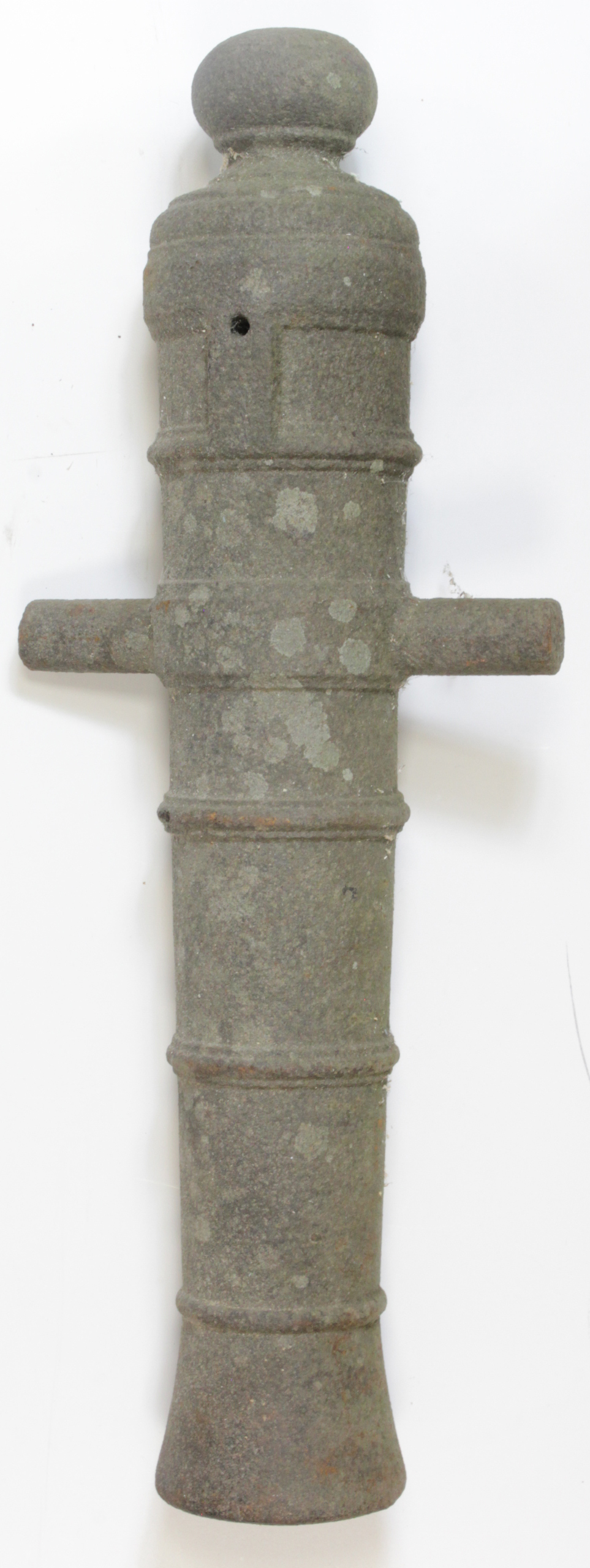 18th/19th century cannon barrel 28 inches long with one and a half inch bore.