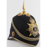 Suffolk Regt officers blue cloth helmet, (4th/5th Bn) with helmet plate, chin strap